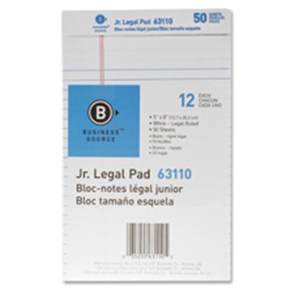 Business Source Pad- Micro-Perforated- Legal Rld- 50 Sh- 8-.50in.x11-.75in.- 12-DZ- CA BU462996